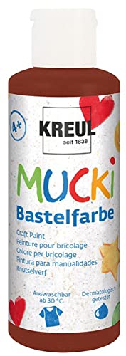 KREUL 24113 - Mucki Bastelfarbe für Kinder, 80 ml in braun, Kindermalfarbe auf Wasserbasis, parabenfrei, glutenfrei, laktosefrei und vegan, auswaschbar, vermalbar mit Pinsel und Schwamm von Kreul