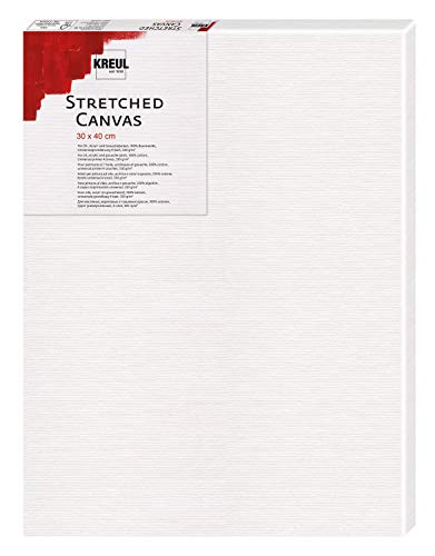 KREUL 593040 - Stretched Canvas, Keilrahmen 30 x 40 cm in Einsteigerqualität, ideal für Acryl- und Gouachefarben, Leinwand aus Baumwolle 4 fach grundiert von Kreul