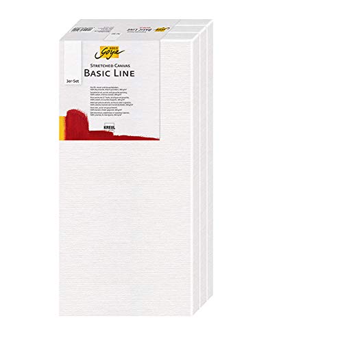 Kreul 632050 - Solo Goya Stretched Canvas Basic Line Keilrahmen 20 x 50 cm, 3er Set, mit Leinwand aus Baumwolle 4 fach grundiert, ideal für Öl, Acryl-und Gouachefarben von Kreul