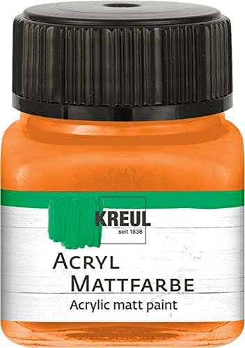 KREUL 75204 - Acryl Mattfarbe, orange im 20 ml Glas, cremig deckende, schnelltrocknende Farbe auf Wasserbasis, für viele verschiedene Untergründe geeignet von Kreul