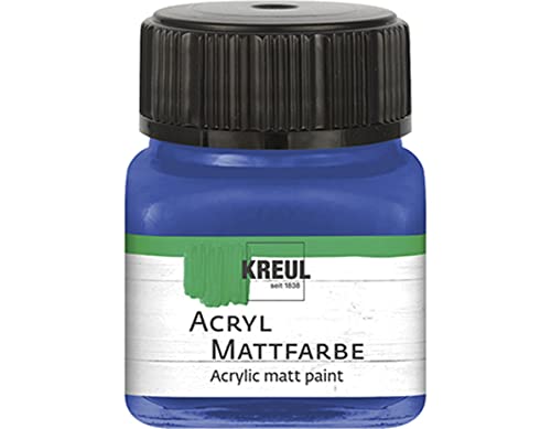 KREUL 75239 - Acryl Mattfarbe, blau im 20 ml Glas, cremig deckende, schnelltrocknende Farbe auf Wasserbasis, für viele verschiedene Untergründe geeignet von Kreul