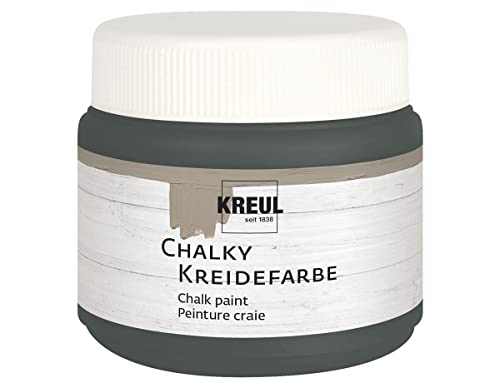 KREUL 75322 - Chalky Kreidefarbe, Volcanic grau in 150 ml Kunststoffdose, sanft - matte Farbe, cremig deckend, schnelltrocknend, für Effekte im Used Look von Kreul