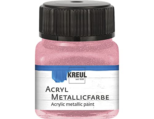 KREUL 77274 - Acryl Metallicfarbe, 20 ml Glas in rosa, glamouröse Acrylfarbe mit Metalliceffekt auf Wasserbasis, cremig deckend, schnelltrocknend und wasserfest von Kreul
