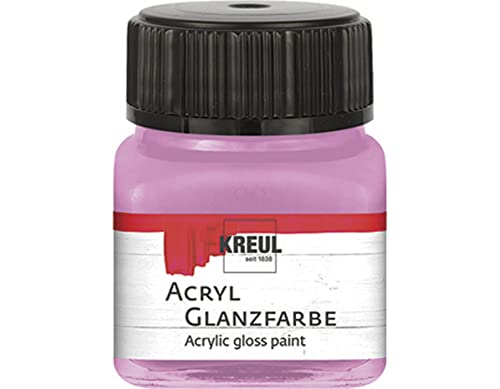KREUL 79206 - Acryl Glanzfarbe, 20 ml Glas in rosé, glänzend-glatte Acrylfarbe zum Anmalen und Basteln, auf Wasserbasis, speichelecht, schnelltrocknend und deckend von Kreul