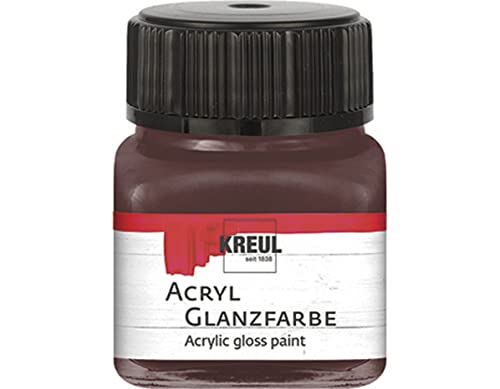 KREUL 79211 - Acryl Glanzfarbe, 20 ml Glas in dunkelbraun, glänzend-glatte Acrylfarbe zum Anmalen und Basteln, auf Wasserbasis, speichelecht, schnelltrocknend und deckend von Kreul