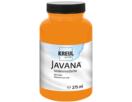 KREUL 8102-275 - Javana Seidenmalfarbe 275 ml, orange, hochpigmentierte und brillante Farbe auf Wasserbasis, mit fließend flüssigem Charakter, dringt tief in die Fasern ein von Kreul