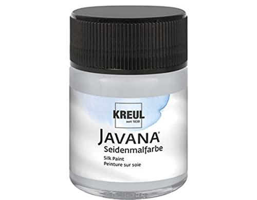 KREUL 8154 - Javana Seidenmalfarbe im 50 ml Glas, silbergrau, hochpigmentierte und brillante Farbe auf Wasserbasis, mit fließend flüssigem Charakter, dringt tief in die Fasern ein von Kreul