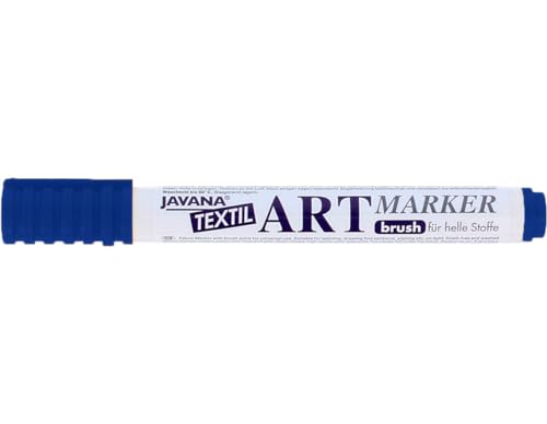 Kreul 90613 - Javana Textil Artmarker, blau, mit universell einsetzbarer Pinselspitze ca. 1 - 3 mm, brillanter Stoffmalstift für helle Stoffe von Kreul