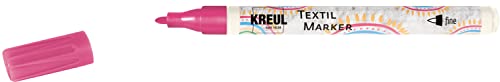 KREUL 90663 - Textil Marker fine, Pink, Strichstärke circa 1 bis 2 mm, Stoffmalstift für helle Stoffe & Textilien, waschecht nach Fixierung von Kreul