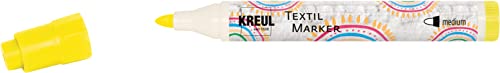 KREUL 90777 - Textil Marker medium, neongelb, mit großer unempfindlicher Faserspitze, Strichstärke circa 2 bis 4 mm, Stoffmalstift für helle Stoffe und Textilien, waschecht nach Fixierung von Kreul