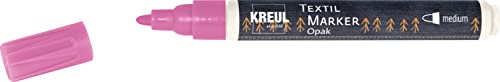 Kreul 92764 - Textil Marker Opak medium, Rosa, mit Rundspitze, Strichstärke circa 2 bis 4 mm, deckender Stoffmalstift zum Gestalten von hellen und dunklen Stoffen, waschecht nach Fixierung von Kreul