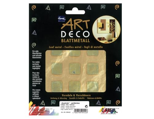 Kreul 99442 - Art Deco Blattmetall Quadrate, 140 x 140 mm, 6 Blatt von Kreul