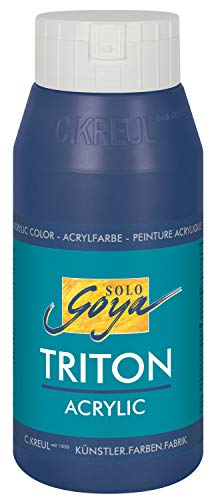 KREUL 17025 - Solo Goya Triton Acrylfarbe dunkelblau, 750 ml Flasche, schnell und matt trocknend, Farbe auf Wasserbasis, in Studioqualität, vielseitig einsetzbar, gut deckend und ergiebig von Kreul
