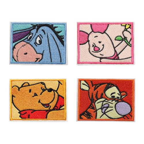 4 Stück Patches Zum Aufbügeln Kinder, Kleiner Bär, Tiger Sticker Gestickte Bügel-Patch Bestickte Aufnäher, Aufkleber, Patch für Kleidung, Taschen/Rucksäcke, Schuhe, DIY Nähen Applikation Zubehör von Krilucly