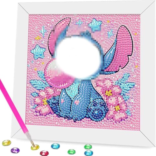 Krilucly 5D Sti-ch Diamond Painting Kinder mit Rahmen, Cartoon Geschenke, DIY Diamantgemälde Anzug,Diamant Malerei Bilder Arts Craft für Home Wohnzimmer, Wand, Schlafzimmer Deco 18x18cm von Krilucly