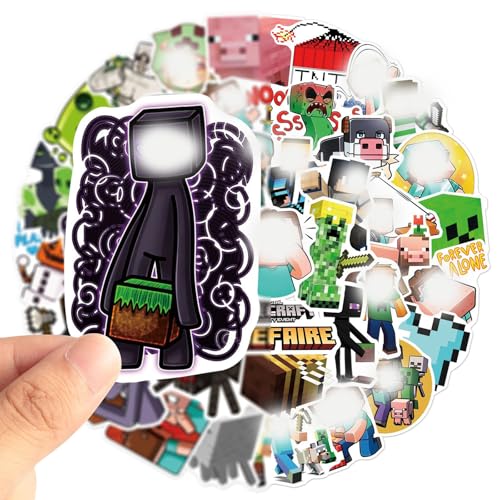 Krilucly Minecraft Aufkleber, 50 Stück Sticker Set Wasserdicht Vinyl Stickers Graffiti Style Decals für Auto Fahrrad Gitarre Gepäck Laptop Aufkleber, Geeignet für Erwachsene, Kinder, Teenager von Krilucly