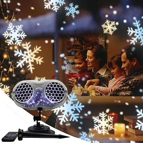 Kripyery Weihnachts-Schneeflocken-Projektor-Lichter, IP65 wasserdichte Schneedekorationsstrahler, Weihnachtsbeleuchtung mit Fernbedienung, Schneeflocken-Projektorlampe für Weihnachten, Halloween, Ho von Kripyery