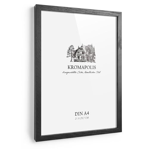 Kromapolis Bilderrahmen Din A4 Holz Natur | Bilderrahmen Schwarz Eiche Poster Rahmen Modern | Holzrahmen 21 x 29,7 cm von Kromapolis