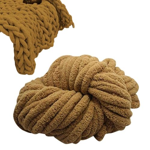 Krujecnt Chunky Chenille Garn, Wollgarn Handstricken Roving, Soft Bulky Arm Knitting Thick Chenille Yarn for Crochet Knitted Blanket Yarn for Giant Chunky Knitting Throw Sofa Blanke von Krujecnt