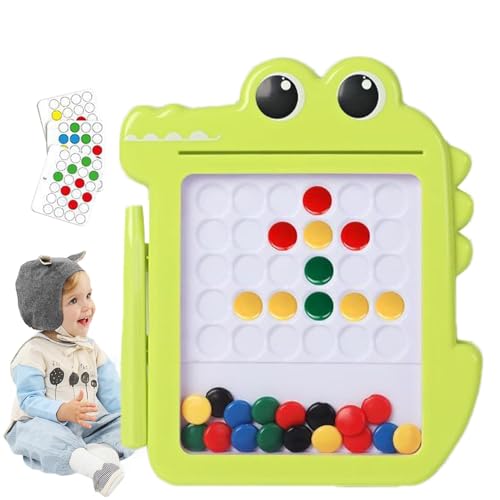 Krujecnt Magnetisches Zeichenbrett, Magnettafel für Kinder, Niedliches Krokodil-Magnetpunktbrett für Kinder, Reisespielzeug für Kinder, pädagogisches Kinder-Magnetstift-Zeichenbrett-Puzzle für Kinder von Krujecnt