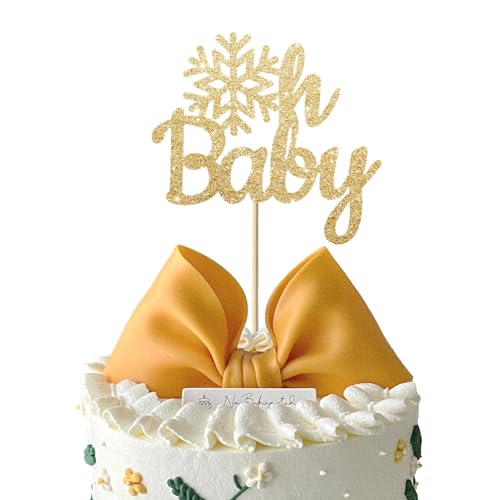 Kryzalite 24 Stück Schneeflocken-Oh-Baby-Cupcake-Topper, doppelseitig glitzernde Schneeflocken-Oh-Baby-Cupcake-Picks für Winterthema, Babyparty, Kindergeburtstag von Kryzalite