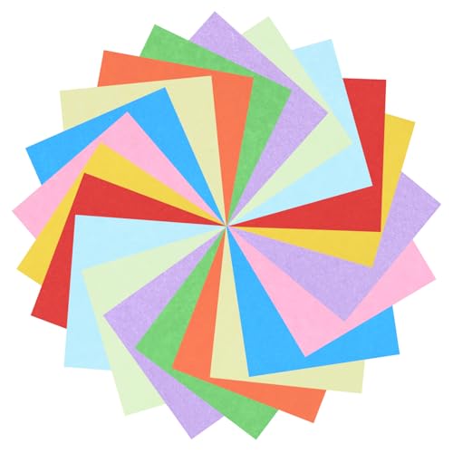 Ksheria Origami-Papier, 10 x 10 cm, doppelseitig, handgefertigt, Origami-Quadrate für Schule, Heimwerker, Kunst und Handwerk, handgefertigt, zehn Farbquadrate, farbiges Papier, helle Farben und kann von Ksheria