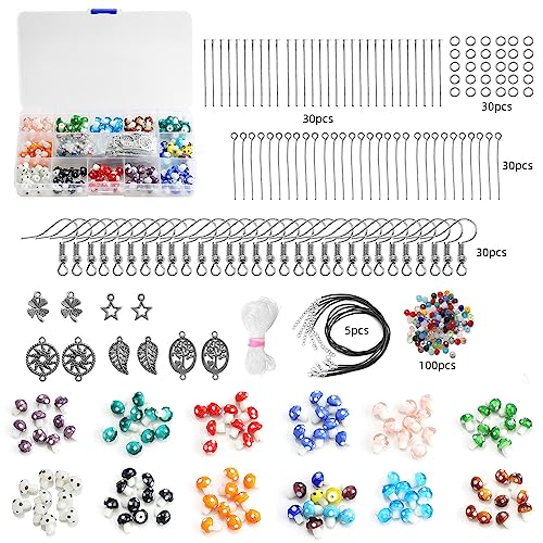 15Girds handgefertigte Lampwork-Perlen, Pilzform, Abstandhalter, lose Perlen für Bastelarbeiten, Schmuckherstellung, buntes Muster von Ksikdeg