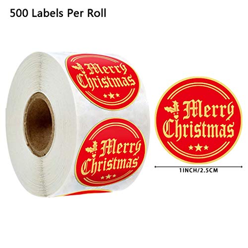 500 runde Goldfolien-Aufkleber mit Aufschrift "Merry Christmas", für Dankeskarten, Umschläge, Pakete, Scrapbooking, Dekoration von Ksikdeg