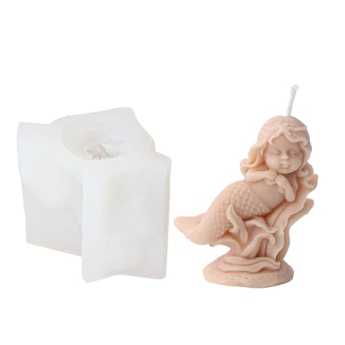 Ksikdeg 3D-Silikonform Meerjungfrauen für Kuchen, Schokolade, Backen, handgefertigte Seifenformen, Schlafmädchen, Statue, Exploy-Harz von Ksikdeg