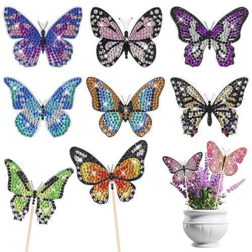 Kssvzz 10er Set Diamond Painting Schmetterling, Diamond Painting Kinder Erwachsene Gartendekoration, DIY Diamond Painting Gartenstecker, Diamond Art Set Geschenk für Mama und Kinder von Kssvzz