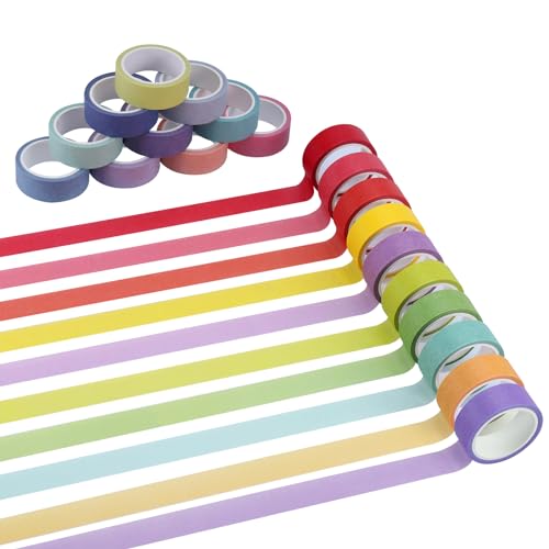 Kssvzz 20 Rollen Klebeband Bunt, DIY Washi Tape Kinder, Dekorative Klebestreifen Kunt, Regenbogen Masking Tape für Handwerk, Bullet Journaling Und Scrapbooking, 5m x 15mm von Kssvzz