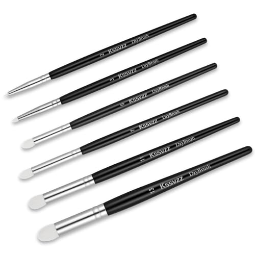 Kssvzz 6 Größen Dry Brush Pinsel Set, Professionelle Modellbau Pinsel, Miniatur Pinsel mit feinen Details, Trockenpinsel für Modellspielzeug und Miniaturmalerei (Schwarz) von Kssvzz