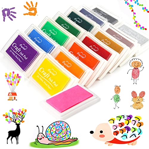 Ksvaye 15 Farben Stempelkissen Kinder Ungiftig Abwaschbar 7,5 x 5,5 cm Stempelkissen Bunt Fingerabdruck Set Fingerstempelfarbe Stamp Pad für Silikonstempel Scrapbook Papier Handwerk Malerei von Ksvaye