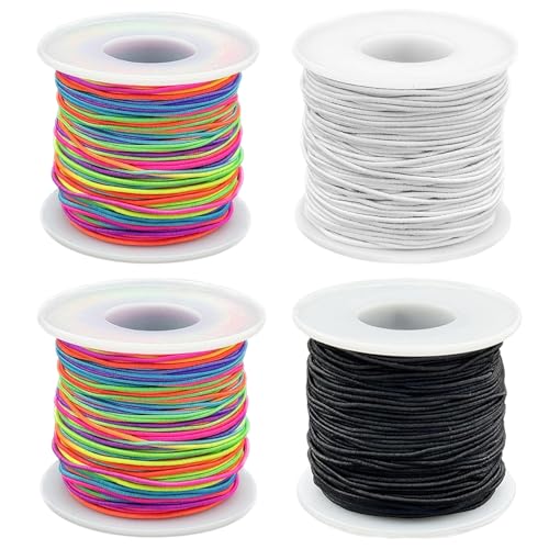 Ksvaye 4 Rollen 50m Armband Gummiband Elastisch,Elastische Schnur 1mm Elastisches Band für Armbänder, Perlen, Halskette und DIY Schmuckherstellung Handwerk von Ksvaye