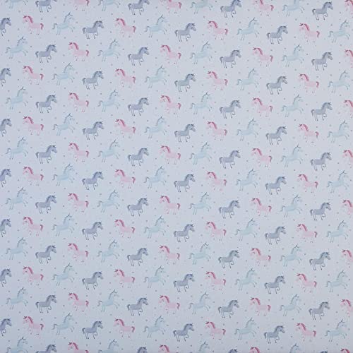 Kt KILOtela - Baumwoll-Patchworkstoff, Digitaldruck, Nähen, Basteln, 50 cm Länge x 140 cm Breite, Einhörner, Blau, Rosa ─ 0,50 Meter von Kt KILOtela