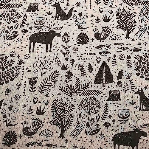 Kt KILOtela - Bedruckter Leinenstoff, Dekoration, Tapisserie, Kissen, Vorhänge, Bettdecken, Taschen, Tischdecken, 100 cm Länge x 280 cm Breite, Tiere, Schwarz, Beige - 1 Meter Kt KILOtela - Bedruckter Leinenstoff, Dekoration, Tapisserie, Kissen, Vorhänge, Bettdecken, Taschen, Tischdecken, 100 cm Länge x 280 cm Breite, Tiere, Schwarz, Beige - 1 Meter von Kt KILOtela