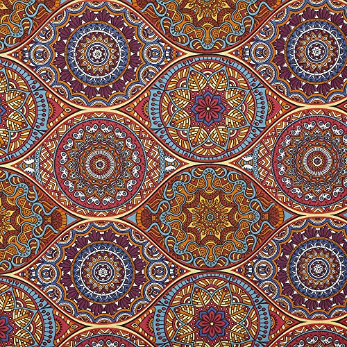 Kt KILOtela - Canvas Dekostoff, Home-Accessoires, Leichte Polsterung, Tischdecken, Kissen, Vorhänge, Taschen, 100 cm Länge x 280 cm Breite, Mandalas, Mehrfarbig - 1 Meter von Kt KILOtela