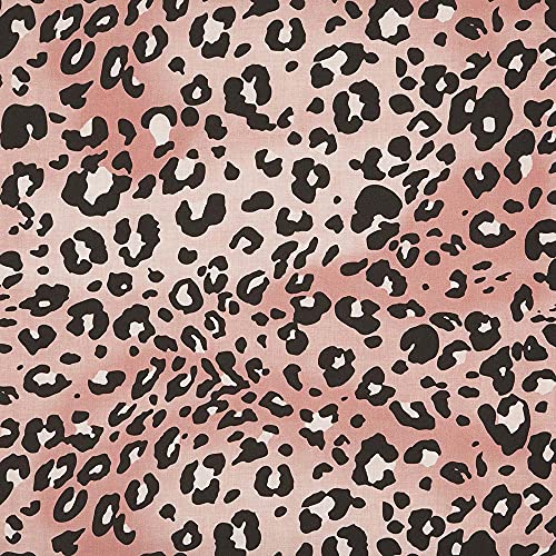 Kt KILOtela - Leinenstoff, Digitaldruck, Half Panama, 100% Bio-Baumwolle, Öko-Tex Standard 100, Länge 100 cm, Breite 280 cm, Leopard, Rosa, Schwarz, 1 Meter von Kt KILOtela