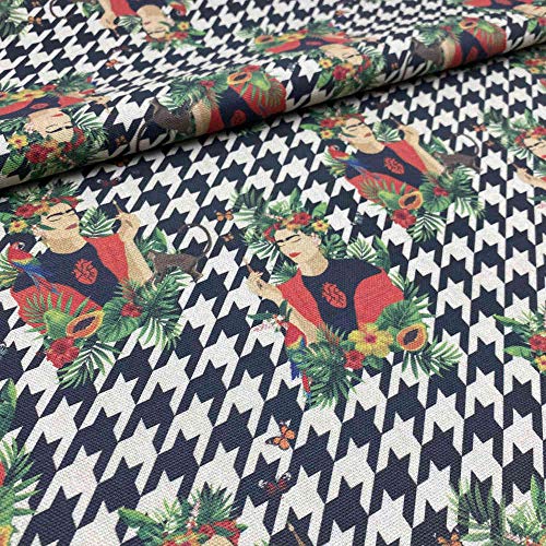 Kt KILOtela - Leinenstoff Digitaldruck - Halb Panama 100% Baumwolle - Patchwork 100 cm Länge x 140 cm Breite | Frida, Kranbein - mehrfarbig von Kt KILOtela