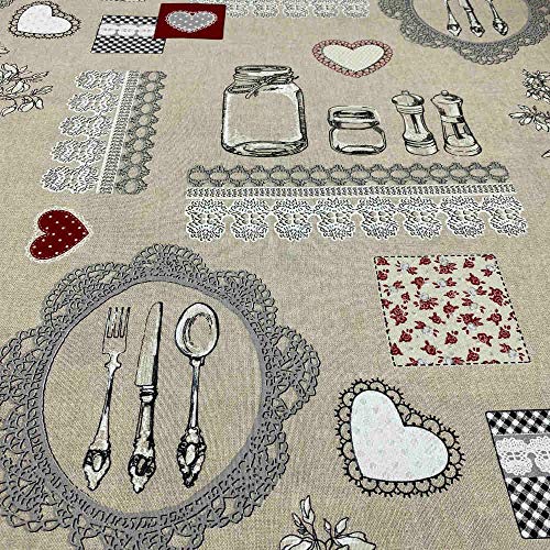 Kt KILOtela - Meterware Leinenstoff, Bedruckt, Dekoration, Kissen, Polsterung, Breite 280 cm, Länge zur Auswahl von 50 in 50 cm, Spitze Küche, Beige, Weiß, Rot Kt KILOtela - Meterware Leinenstoff, Bedruckt, Dekoration, Kissen, Polsterung, Breite 280 cm, Länge zur Auswahl von 50 in 50 cm, Spitze Küche, Beige, Weiß, Rot von Kt KILOtela