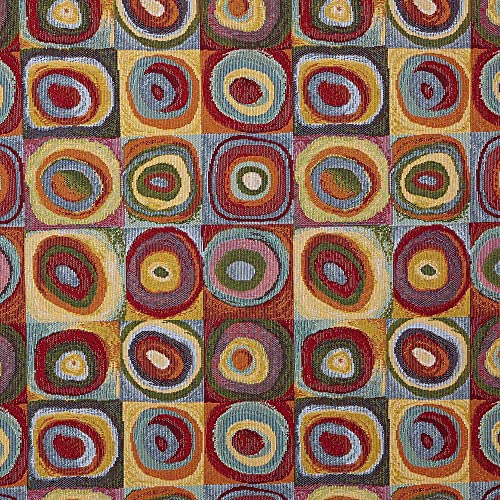 Kt KILOtela - Meterware Polsterstoff, Jacquard, Gobelin, Polsterung, Dekoration, Breite 280 cm, Länge wählbar 50 in 50 cm, Geometrische Kreise Kandinsky - Mehrfarbig von Kt KILOtela