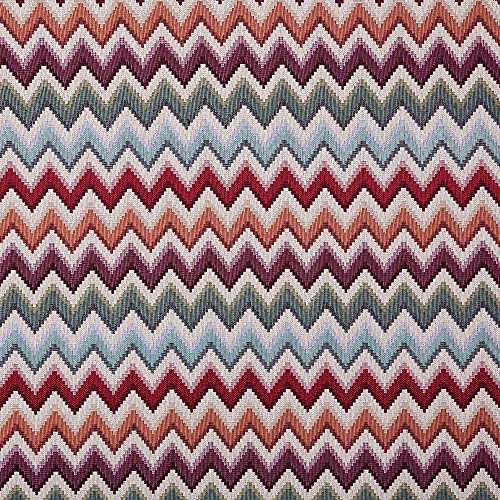 Kt KILOtela Polsterstoff, Möbelstoff, Jacquard Gobelin, Dekostoff, Modische Accessoires, Tischdecke, Vorhang, oder Dekoartikel, 100 cm Länge x 280 cm Breite, Geometrisch Zig Zag, Mehrfarbig - 1 Meter von Kt KILOtela