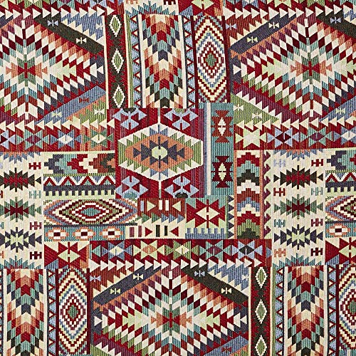 Kt KILOtela Polsterstoff, Möbelstoff, Jacquard Gobelin, Dekostoff, Modische Accessoires, Tischdecke, Vorhang, oder Dekoartikel, 100 cm Länge x 280 cm Breite, Geometrische Kilim, Mehrfarbig - 1 Meter von Kt KILOtela