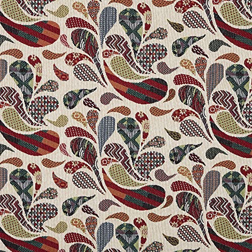 Kt KILOtela - Polsterstoff - Dekostoff - Gobelin Jacquard - 280 cm Breite - Meterware ab 0,5 m - Preis gilt für 0,5 m | Cachemire - Rot, Orange, Grün, Blau, Beige von Kt KILOtela