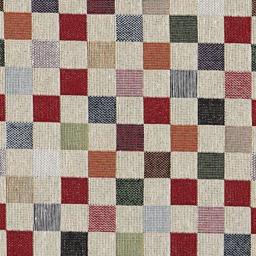 Kt KILOtela - Polsterstoff, Möbelstoff, Jacquard Gobelin, Dekostoff, Modische Accessoires, Tischdecke, Vorhang, oder Dekoartikel, Meterware ab 50 cm, Kariet, Groß, Rot, Orange, Grün, Blau, Beige von Kt KILOtela