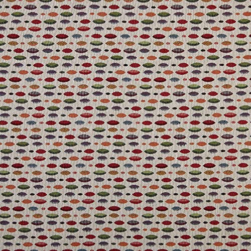 Kt KILOtela - Polsterstoff - Dekostoff - Gobelin Jacquard - Stück: 100 cm Länge x 280 cm Breite | Ellipsen - Rot, Orange, Grün, Blau, Beige ─ 1 Metre von Kt KILOtela