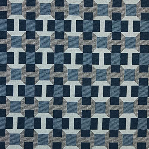 Kt KILOtela - Polsterstoff, Möbelstoff, Jacquard Gobelin, Dekostoff, Modische Accessoires, Tischdecke, Vorhang, Dekoartikel, 100 cm Länge x 280 cm Breite, Kariert, Blau - 1 Meter von Kt KILOtela