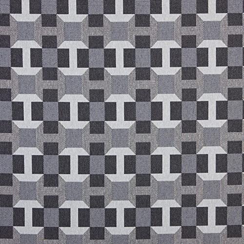 Kt KILOtela - Polsterstoff, Möbelstoff, Jacquard Gobelin, Dekostoff, Modische Accessoires, Tischdecke, Vorhang, Dekoartikel, 100 cm Länge x 280 cm Breite, Kariert, Grau - 1 Meter von Kt KILOtela