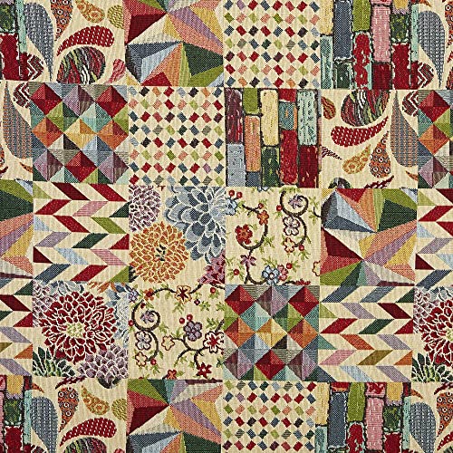 Kt KILOtela - Polsterstoff - Jacquard Gobelin - Polster, Stuhl, Sofa, Kissen, Vorhänge - Patchworkstoff 100 cm Länge x 280 cm Breite - Patchwork, Mehrfarbig - 1 Meter von Kt KILOtela