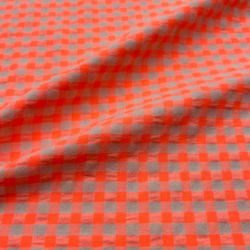 Kt KILOtela Seersucker-Stoff, BCI-Baumwolle, recyceltes Polyester GRS, Hemd, Modebekleidung, Vichy-Karo, Neonorange, 100 x 145 cm Kt KILOtela Seersucker-Stoff, BCI-Baumwolle, recyceltes Polyester GRS, Hemd, Modebekleidung, Vichy-Karo, Neonorange, 100 x 145 cm von Kt KILOtela